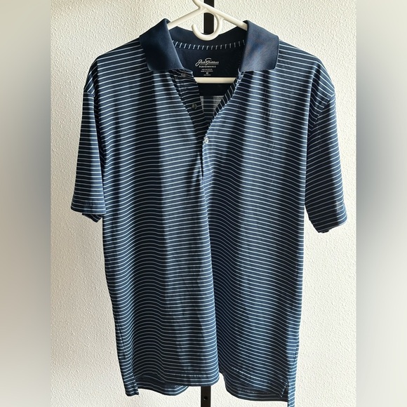 Navy Striped Polo Shirt size medium - Picture 1 of 4